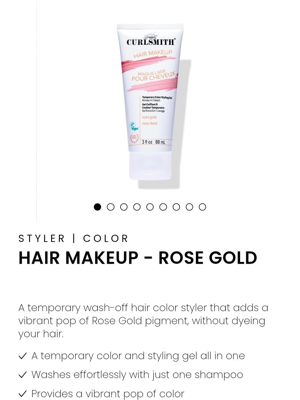 Curlsmith Hair Makeup Temporary Color Styler — Rose Gold